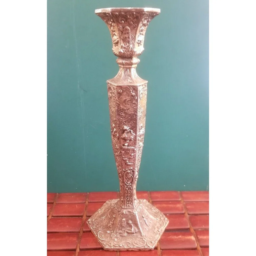 Vintage Weidlich Brothers Silverplate Dutch Windmills Candle Holder Candlestick